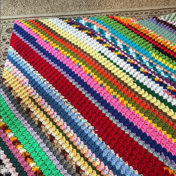 Colorful Scrappy Crochet Afghan 47X66 - Picture 5 of 12